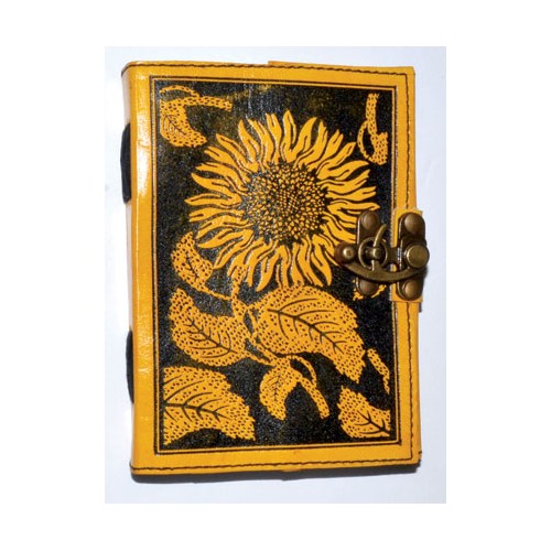 Sunflower Leather Blank Book with Latch - Creative Journal