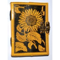 Libro en Blanco de Cuero con Gancho Girasol - Diario Creativo