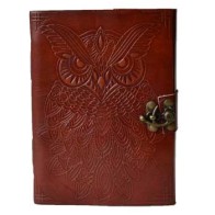 5" x 7" Owl Leather Blank Book with Latch