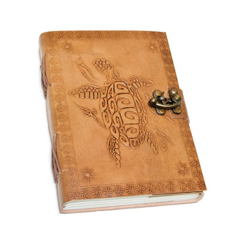 5" x 7" Turtle Embossed Leather Journal - Ancient Wisdom