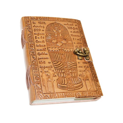 Egyptian Embossed Leather Journal with Secure Latch