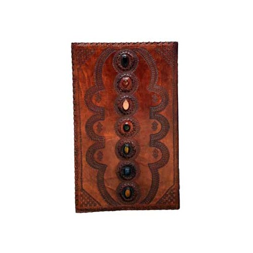 14x22 Inch Leather Blank Book with 7 Chakra Stones