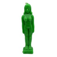 6 3/4" Green Woman Candle for Intention Setting