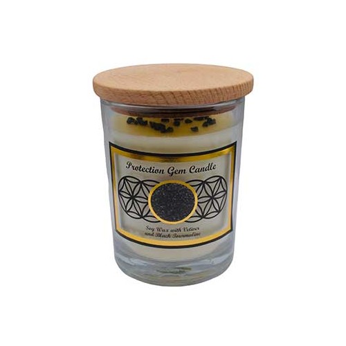 Protection Gemstone Soy Candle with Black Tourmaline