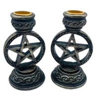 Set of 2 Pentagram Taper Candle Holders