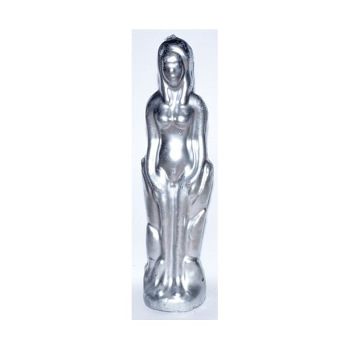 Silver Female Candle for Empowerment and Wealth