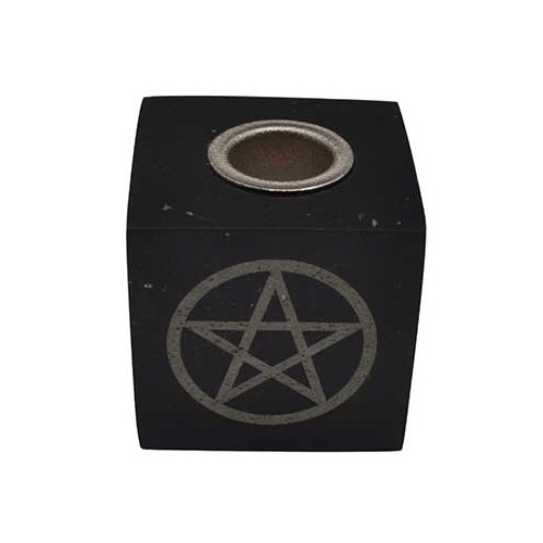 Porta Vela Pentagrama de Ónix Negro para Rituales