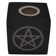 Black Onyx Pentagram Candle Holder for Rituals