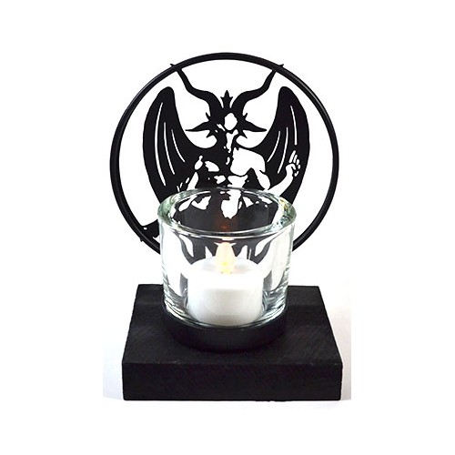 Portavela de Té Baphomet de 6\" para Decoración Mística