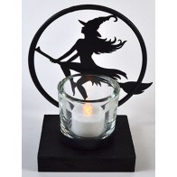 Porta Vela Tealight Bruja bajo la Luz de la Luna