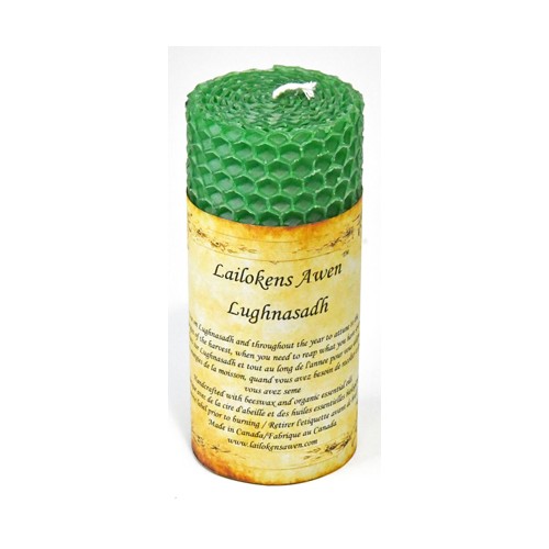 Lughnasadh Green Beeswax Altar Candle