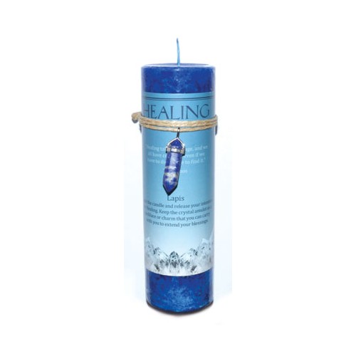 Healing Pillar Candle with Lapis Pendant