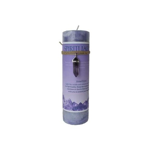 Spirituality Pillar Candle with Amethyst Pendant