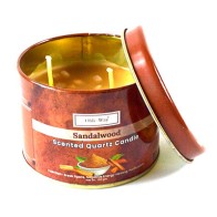 Sandalwood Quartz Tin Candle for Purification and Healing