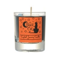 Vela Votiva de Soya Gato Negro para Magia con Fragancia Herbal