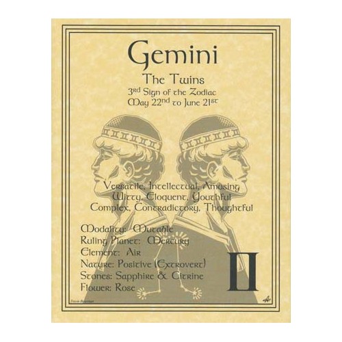 Gemini Zodiac Poster for Astrology Fans