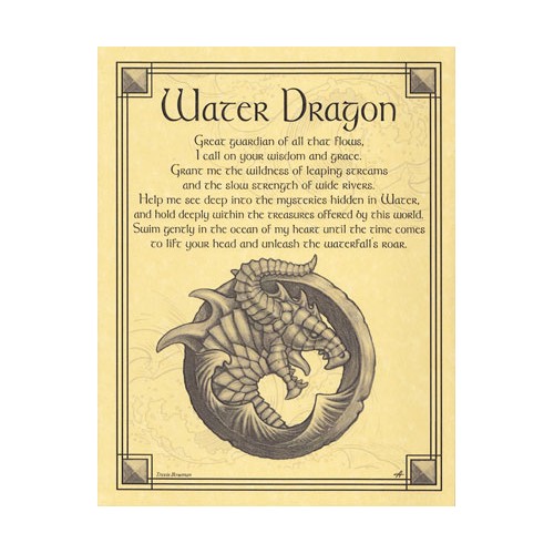 Water Dragon Guardian Prayer Poster