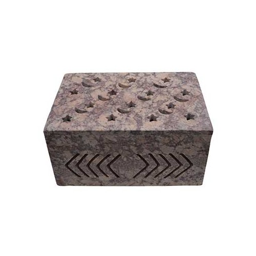 Caja de Piedra Saponaria con Estrella y Luna para Almacenamiento