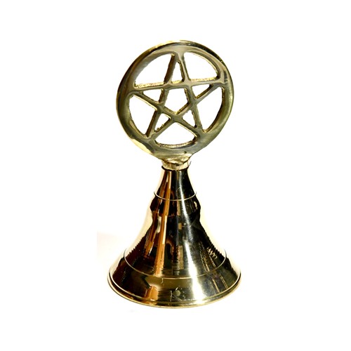 4" Pentagram Brass Bell - Altar Accessory