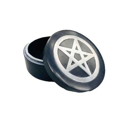 4" Soapstone Box with Pentagram Inlay