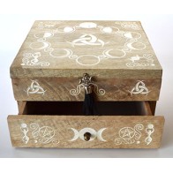 Caja Decorativa de Madera de Fases de la Luna