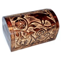 Raven/Pentagram Wooden Chest for Treasures