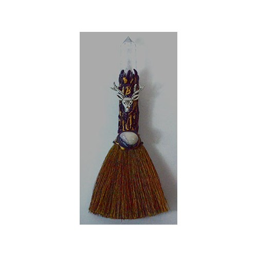 7.5 Inch Deer Crystal Broom for Altar