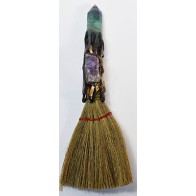 7" Amethyst W Crystal Altar Broom for Cleansing