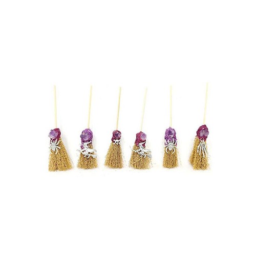 Set of 6 Mini Charm Brooms 6"