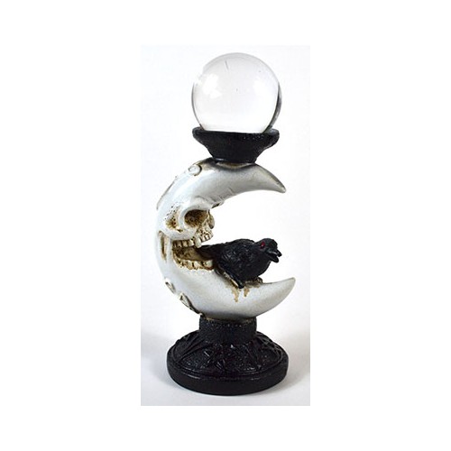 Crescent Moon & Crow Gazing Ball for Mystical Decor