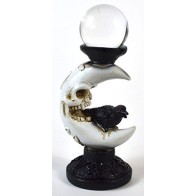 Crescent Moon & Crow Gazing Ball for Mystical Decor