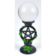 80mm Clear Gazing Ball with Pentagram Stand - Mystical Decor