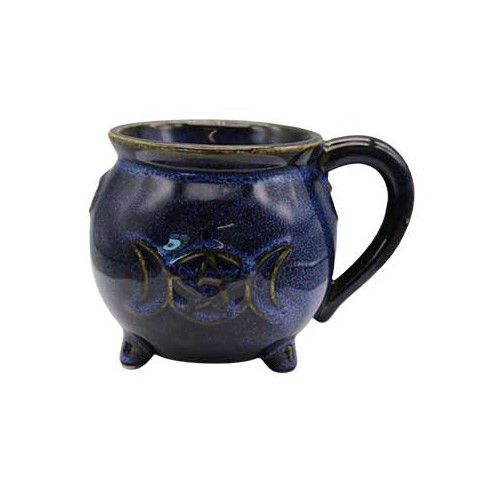 Pentagram Cauldron Blue Mug for Ritual Use