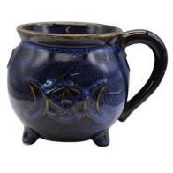 Pentagram Cauldron Blue Mug for Ritual Use