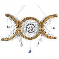 20"x 8" Triple Moon Wreath Wall Hanging with Pentagram