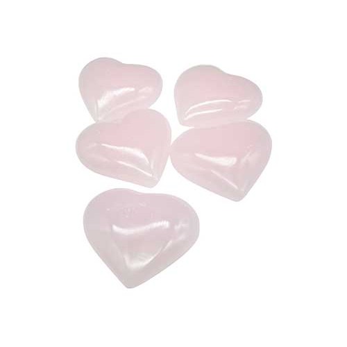 Set de 5 Corazones de Calcita Rosa para Sanación