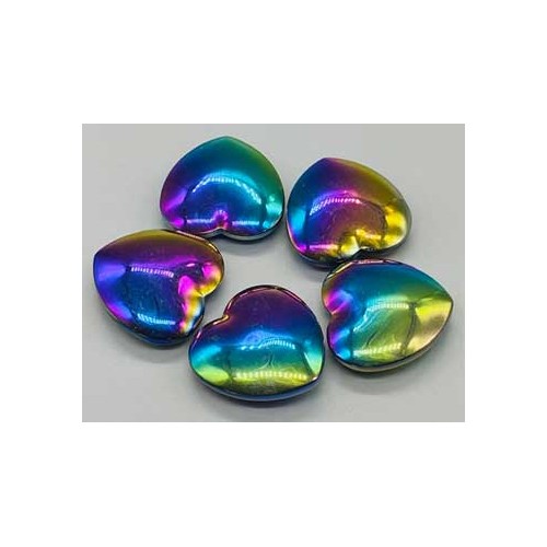 1.75" Hematite Rainbow Heart