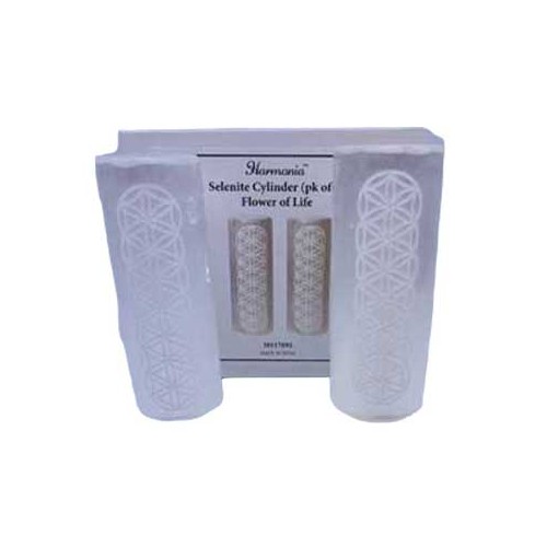 Selenite Harmonizer Set with Flower of Life Design