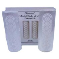 Selenite Harmonizer Set with Flower of Life Design