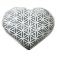 3 Inch Selenite Heart with Flower of Life