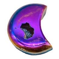 4" Moon Rainbow Druse Agate Geode for Decoration