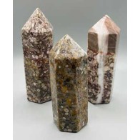 5+ Inch White Leopard Skin Jasper Obelisk