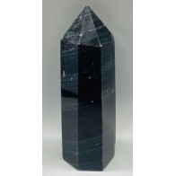 Obelisco de Obsidiana Negra con Rayas Plateadas de 2.1-2.5lb