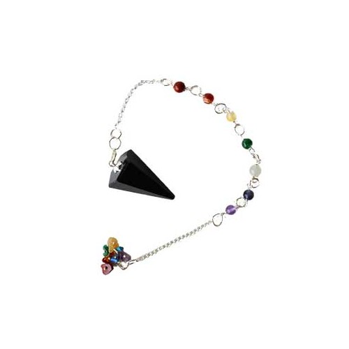 Black Tourmaline 7 Chakra Pendulum for Energy Work