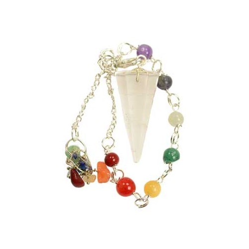 Clear Quartz 7 Chakra Pendulum for Intuition