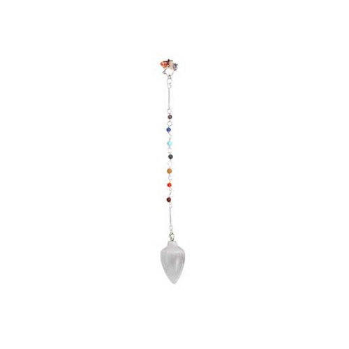 Selenite 7 Chakra Pendulum for Energy Clearing