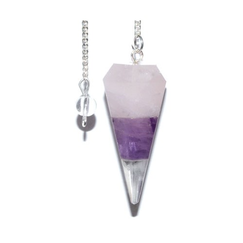 6-Sided Amethyst & Rose Quartz Pendulum for Divination