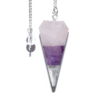 6-Sided Amethyst & Rose Quartz Pendulum for Divination