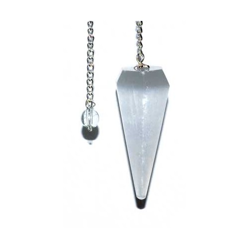 6-sided 7 Chakra Selenite Pendulum