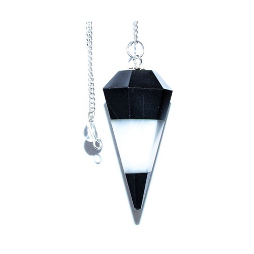 6-Sided Tourmaline & White Agate Pendulum